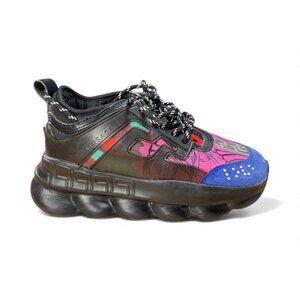 Versace Chain Reaction Sneakers EU 39 Black Pink Rainbow Shoes Made in Italy